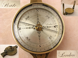 Early 19th century Surveyors compass signed Bate London.